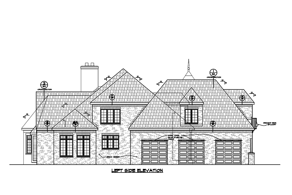Home Plan Left Elevation of this 3-Bedroom,4604 Sq Ft Plan -120-2486