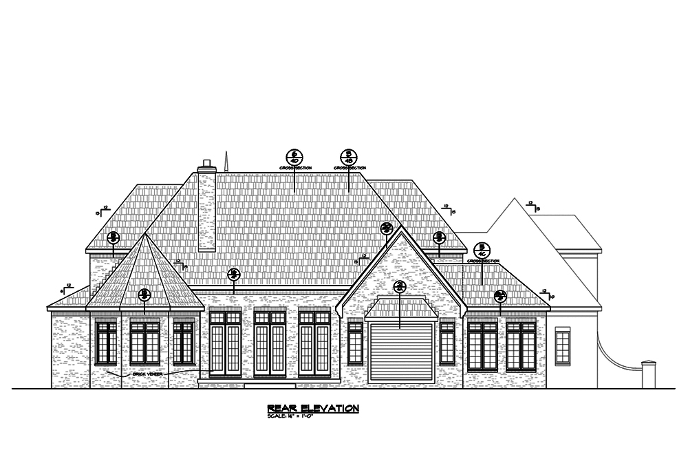 Home Plan Rear Elevation of this 3-Bedroom,4604 Sq Ft Plan -120-2486