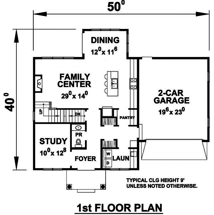 Floor Plan First Story of Colonial Plan #120-2487