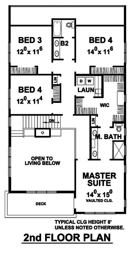 Floor Plan Second Story of Contemporary Plan #120-2488