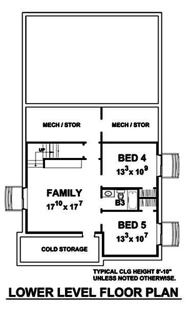 Floor Plan Basement of Contemporary Plan #120-2488