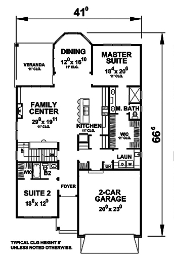 Floor Plan First Story of Traditional Plan #120-2489