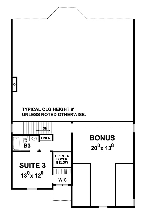 Floor Plan Second Story of Traditional Plan #120-2489