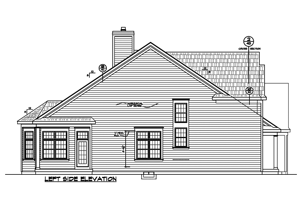 Home Plan Left Elevation of this 3-Bedroom,2196 Sq Ft Plan -120-2489
