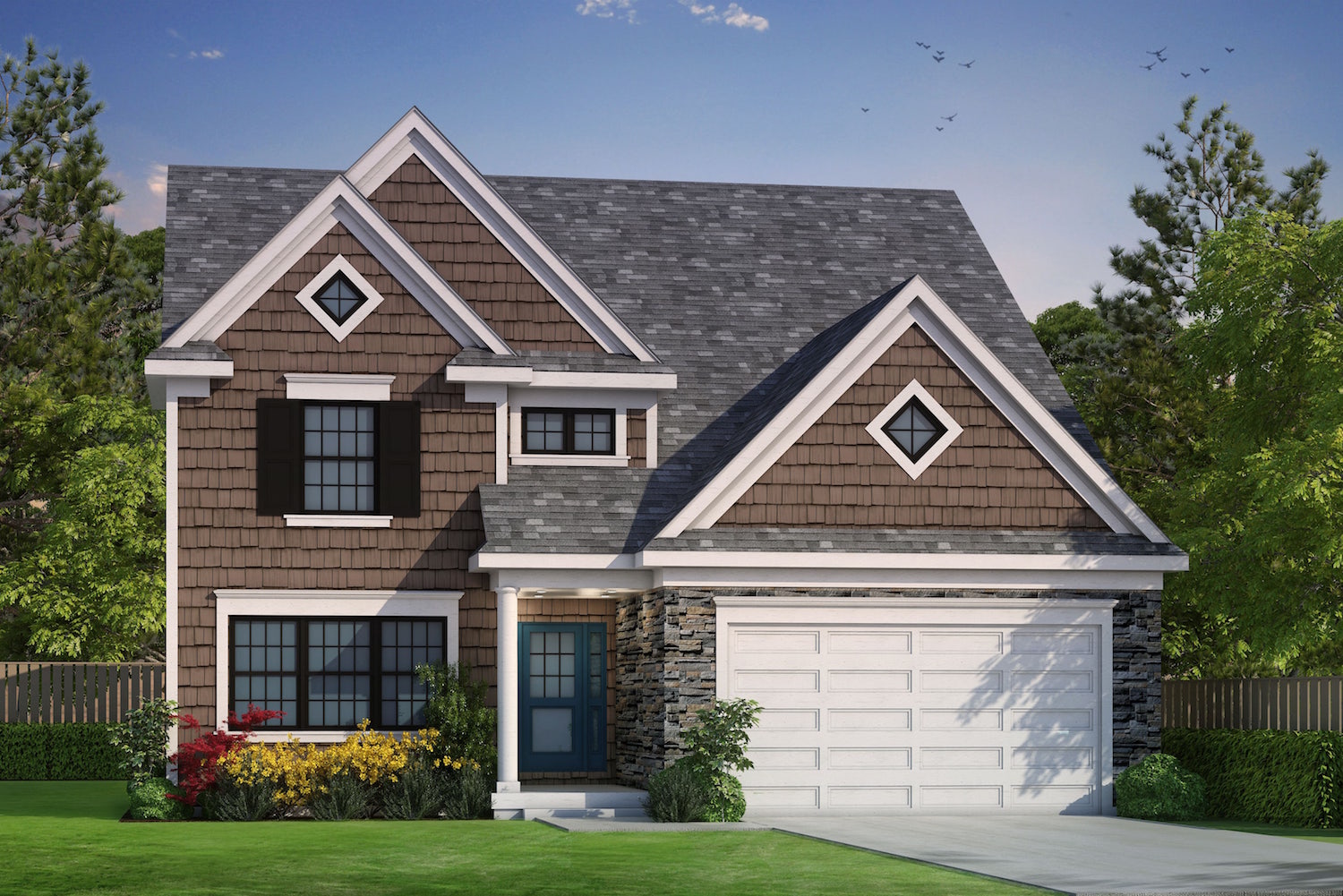 Color rendering of Traditional home design (ThePlanCollection: House Plan #120-2489)