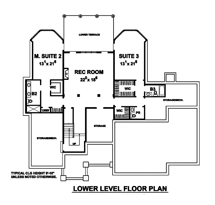 Floor Plan Basement of European Plan #120-2490