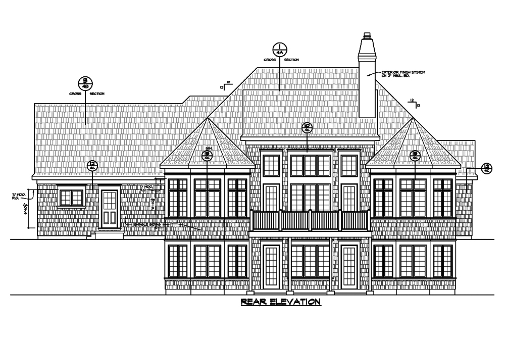 Home Plan Rear Elevation of this 3-Bedroom,2796 Sq Ft Plan -120-2490