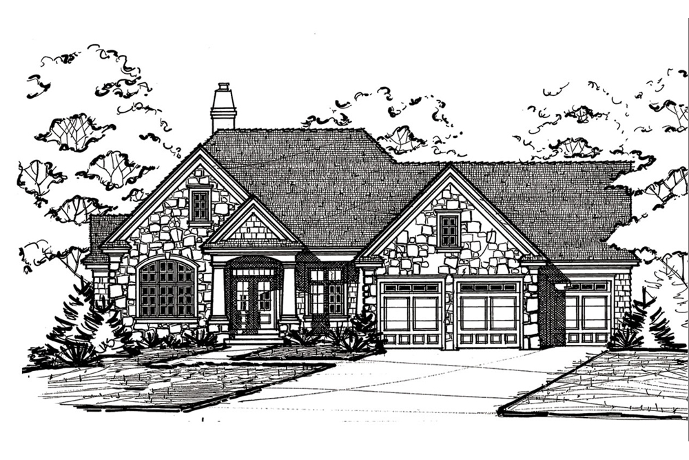 Home Plan Front Elevation of this 3-Bedroom,2796 Sq Ft Plan -120-2490