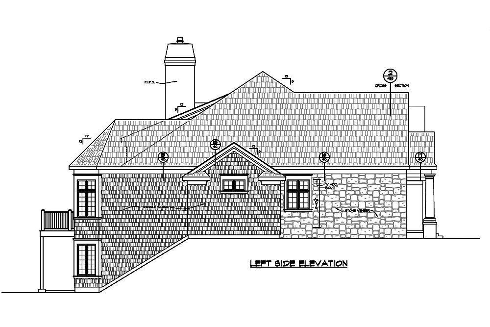 Home Plan Left Elevation of this 3-Bedroom,2796 Sq Ft Plan -120-2490