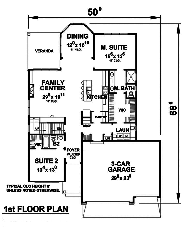 Floor Plan First Story of Traditional Plan #120-2492