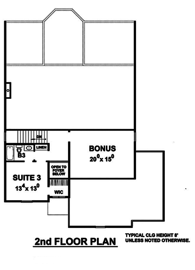 Floor Plan Second Story of Traditional Plan #120-2492