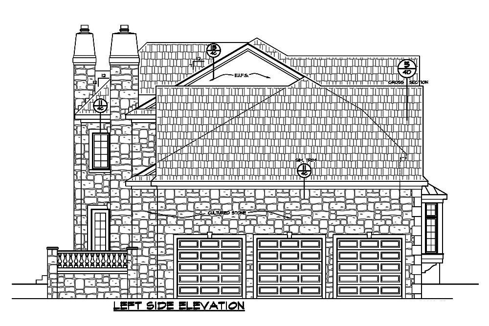 Home Plan Left Elevation of this 5-Bedroom,4741 Sq Ft Plan -120-2494