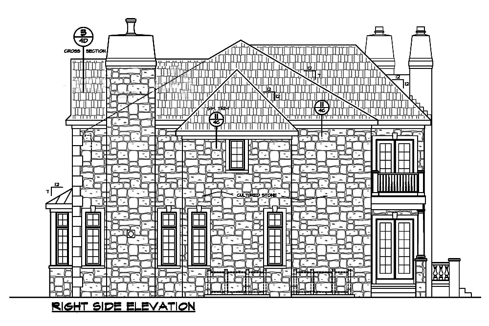 Home Plan Right Elevation of this 5-Bedroom,4741 Sq Ft Plan -120-2494