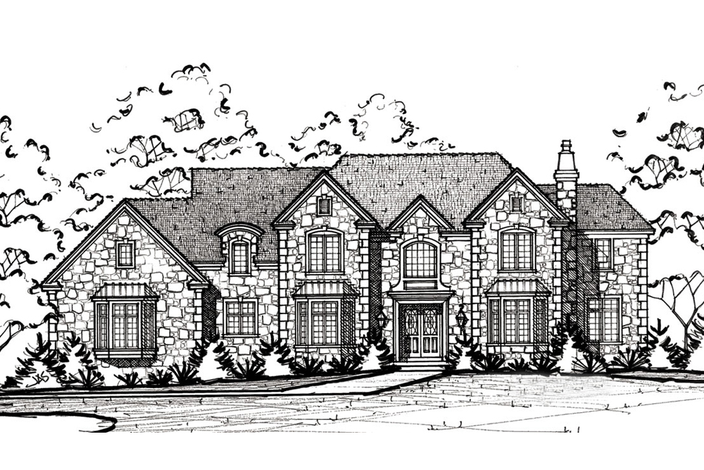 Home Plan Front Elevation of this 5-Bedroom,4741 Sq Ft Plan -120-2494