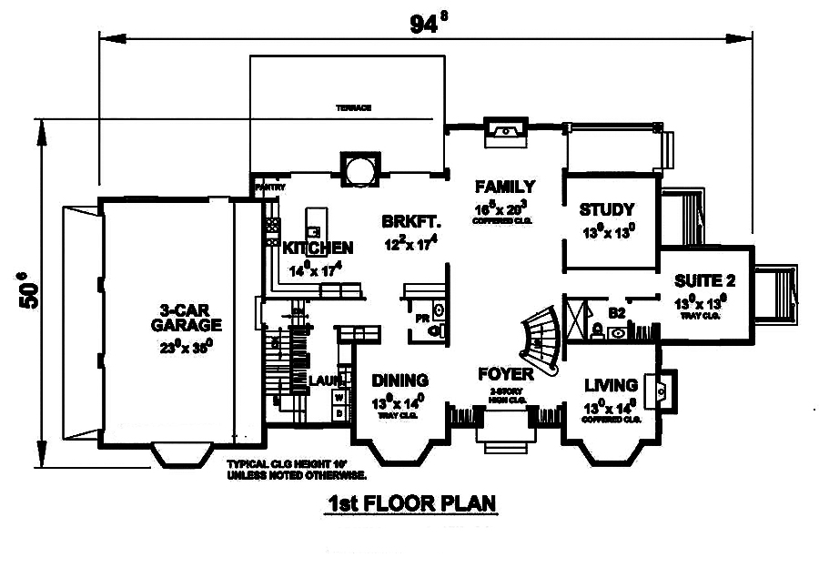 Floor Plan First Story of Traditional Plan #120-2494