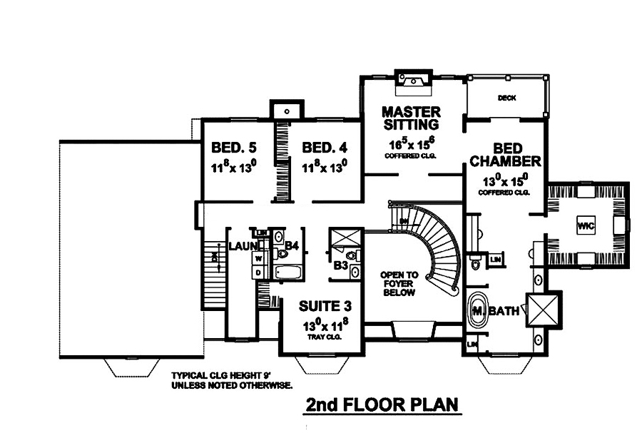 Floor Plan Second Story of Traditional Plan #120-2494