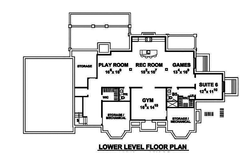 Floor Plan Basement of Traditional Plan #120-2494
