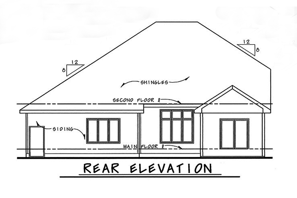 Home Plan Rear Elevation of this 4-Bedroom,2321 Sq Ft Plan -120-2498