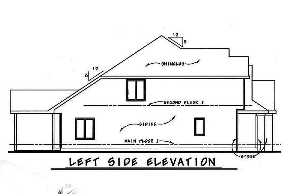 Home Plan Left Elevation of this 4-Bedroom,2321 Sq Ft Plan -120-2498