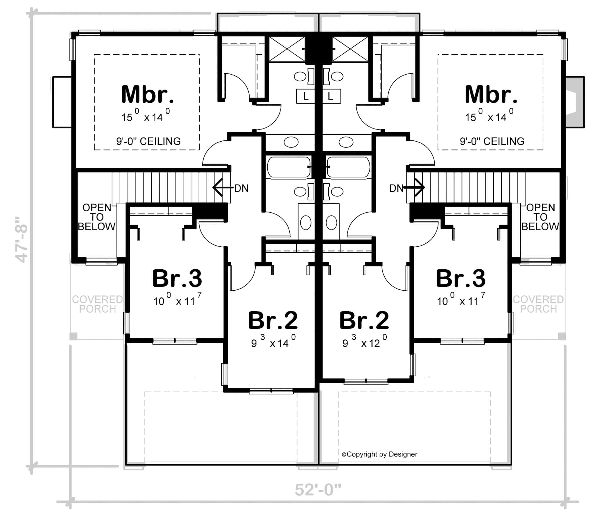 Floor Plan Second Story of Traditional Plan #120-2500