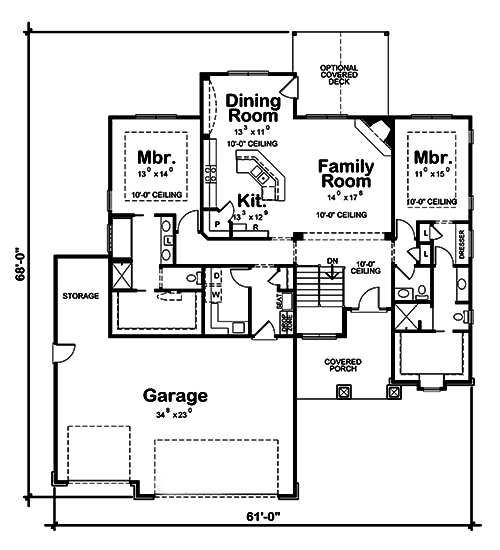 Floor Plan First Story of Craftsman Plan #120-2501