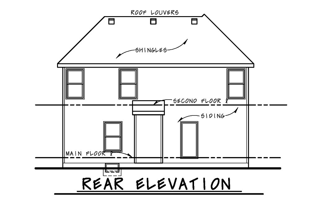 Home Plan Rear Elevation of this 3-Bedroom,1460 Sq Ft Plan -120-2502