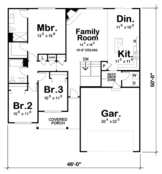 Floor Plan First Story of Traditional Plan #120-2503