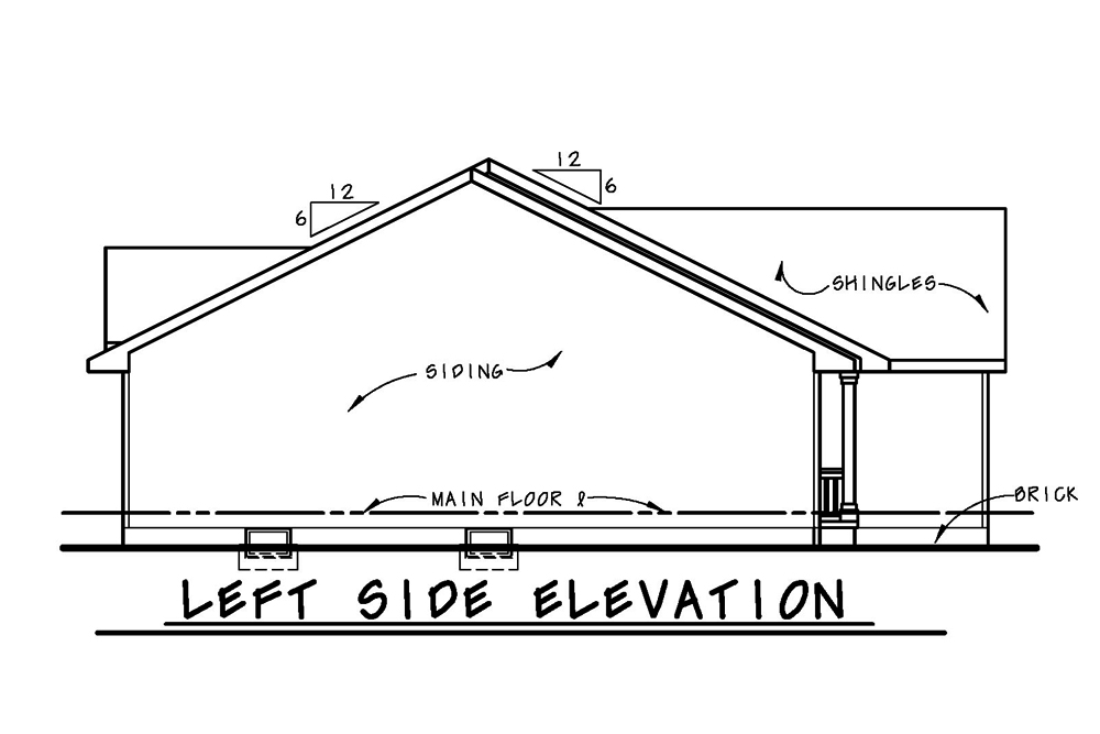 Home Plan Left Elevation of this 3-Bedroom,1505 Sq Ft Plan -120-2503