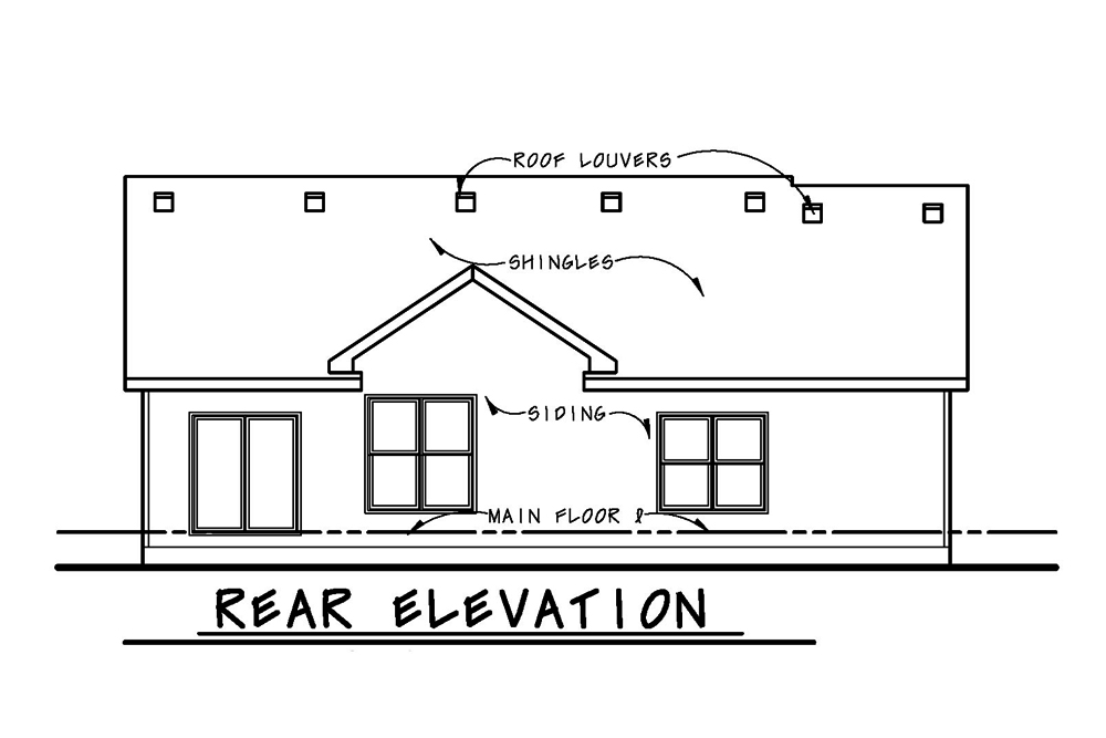 Home Plan Rear Elevation of this 3-Bedroom,1505 Sq Ft Plan -120-2503