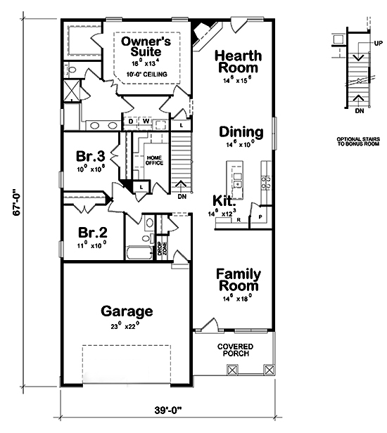 Floor Plan First Story of Craftsman Plan #120-2506