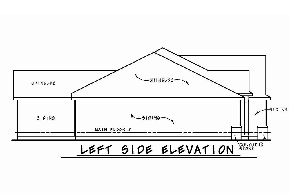 Home Plan Left Elevation of this 3-Bedroom,1619 Sq Ft Plan -120-2507