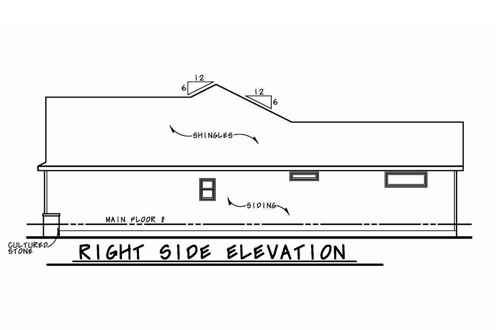 Home Plan Right Elevation of this 3-Bedroom,1619 Sq Ft Plan -120-2507