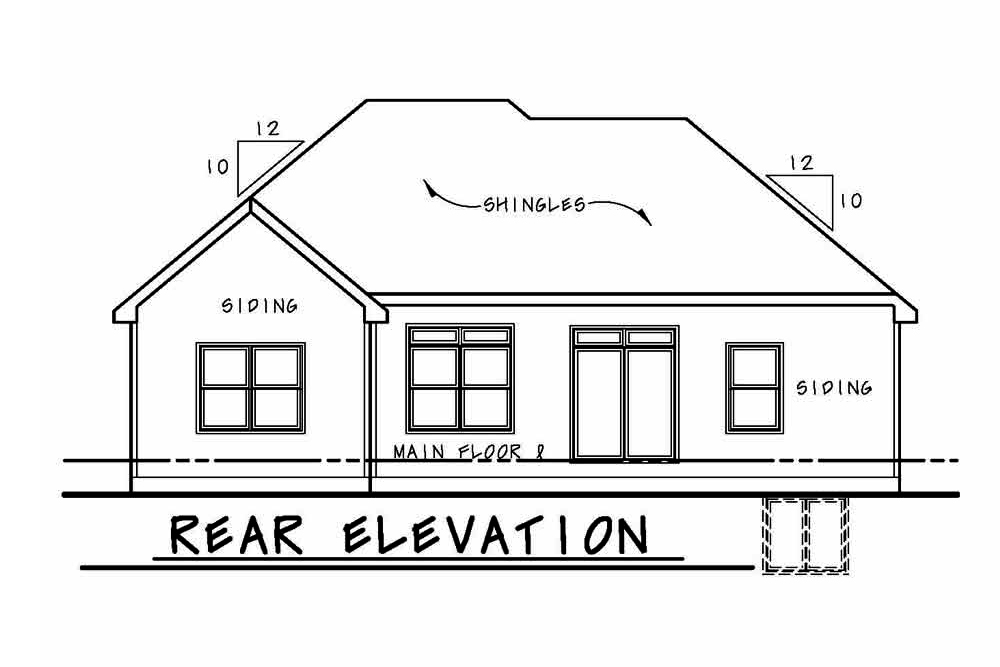 Home Plan Rear Elevation of this 3-Bedroom,1619 Sq Ft Plan -120-2507