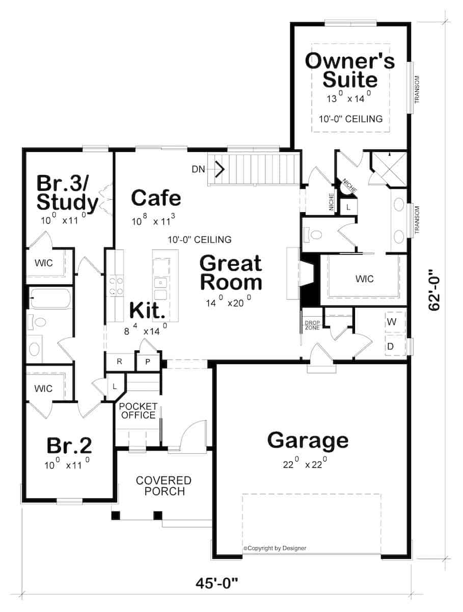 Main Level of Ranch Plan #120-2507
