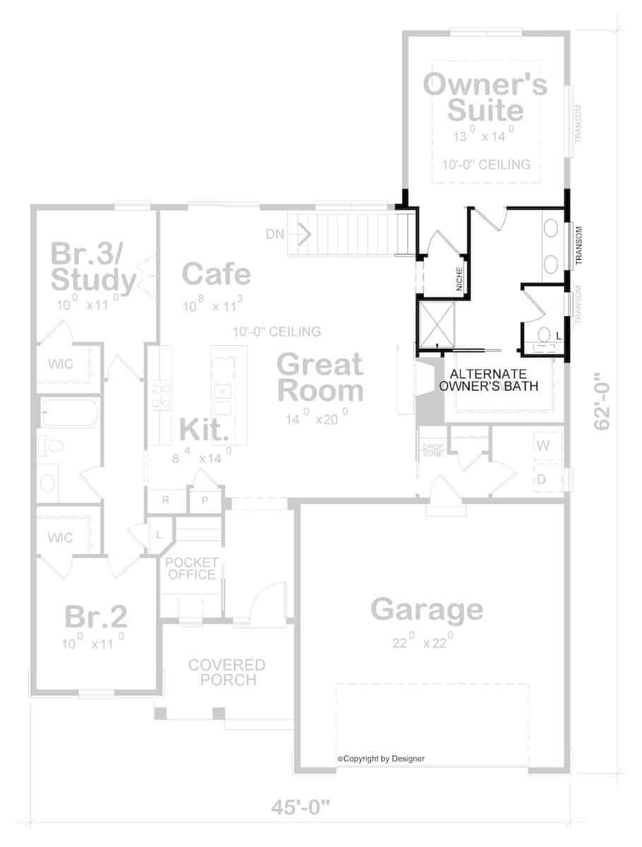 Main Level of Ranch Plan #120-2507