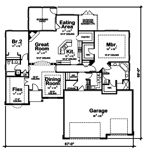 Floor Plan First Story of Traditional Plan #120-2510