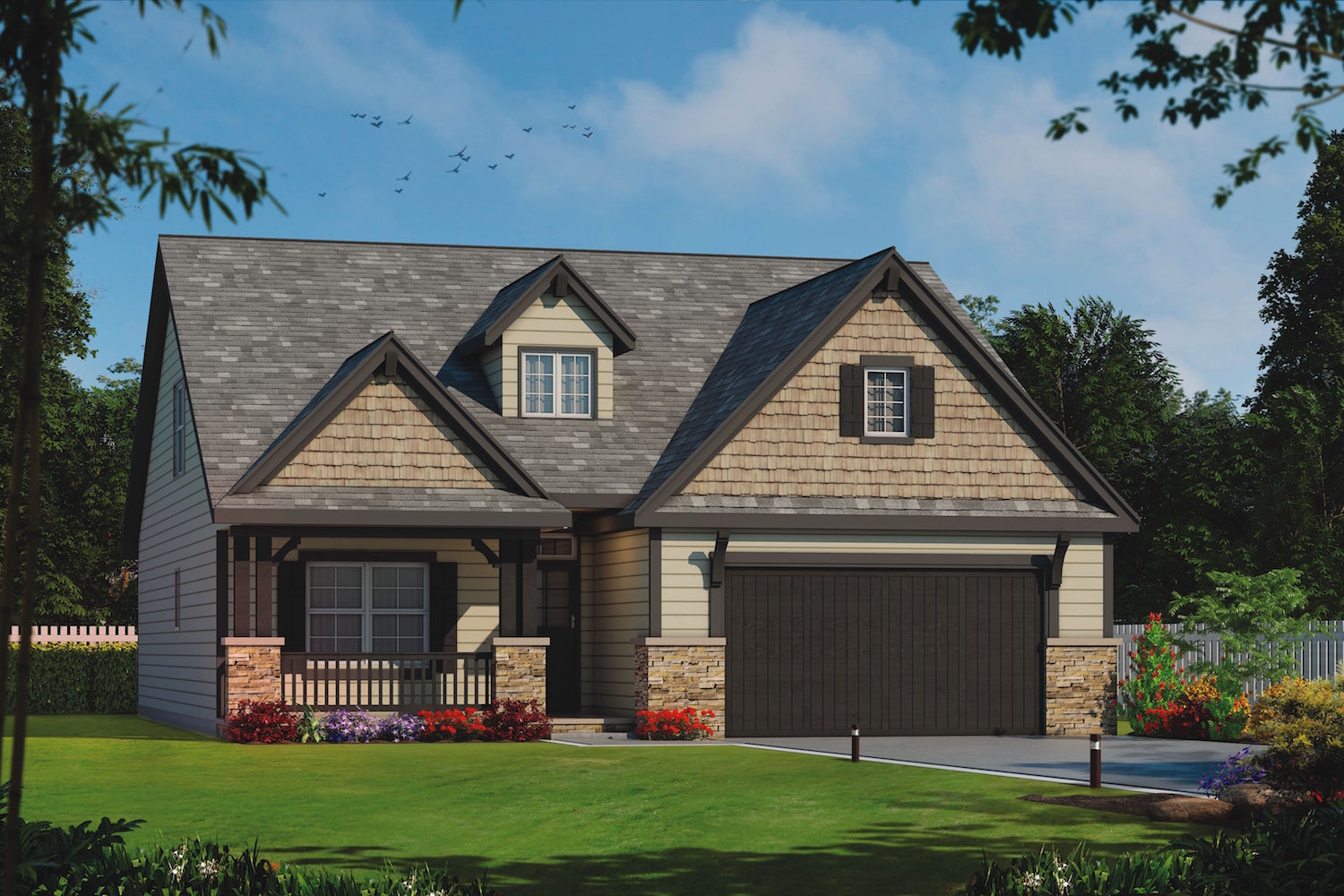 Front elevation of Craftsman home (ThePlanCollection: House Plan #120-2511)