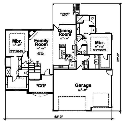 Floor Plan First Story of Traditional Plan #120-2514