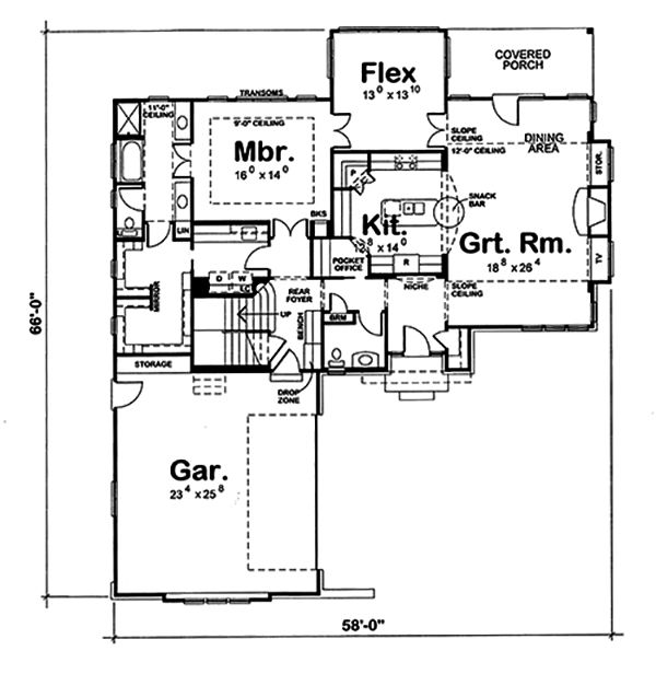 Floor Plan First Story of Contemporary Plan #120-2517
