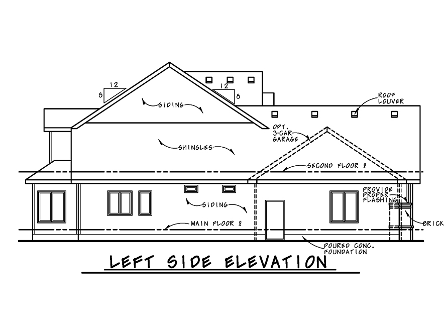 Home Plan Left Elevation of this 4-Bedroom,2774 Sq Ft Plan -120-2517