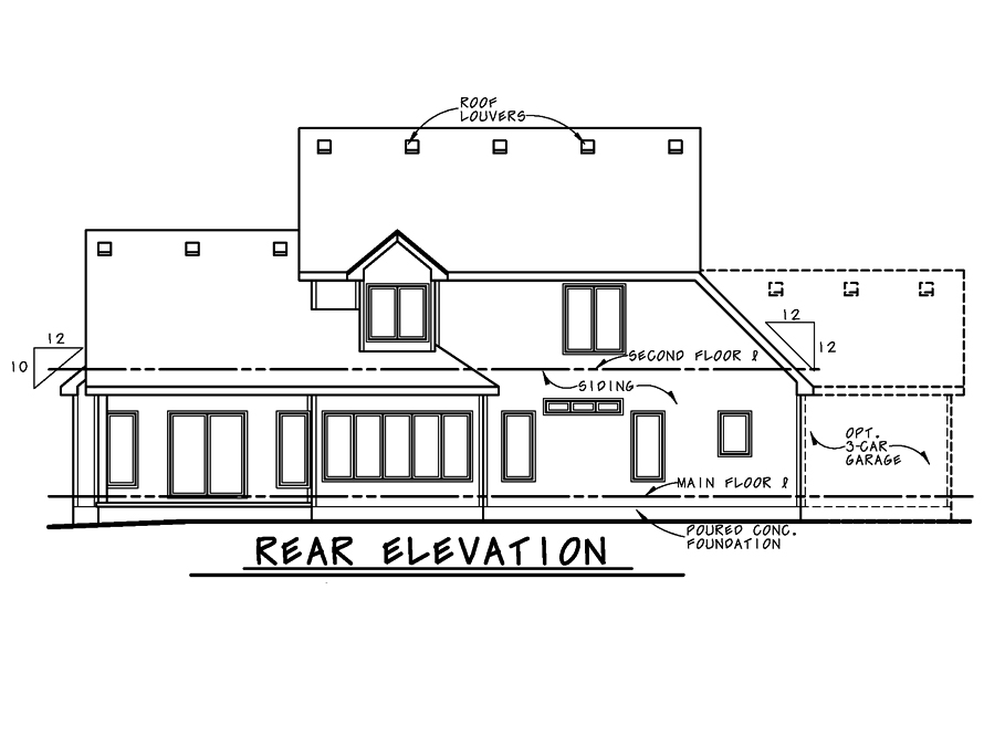 Home Plan Rear Elevation of this 4-Bedroom,2774 Sq Ft Plan -120-2517