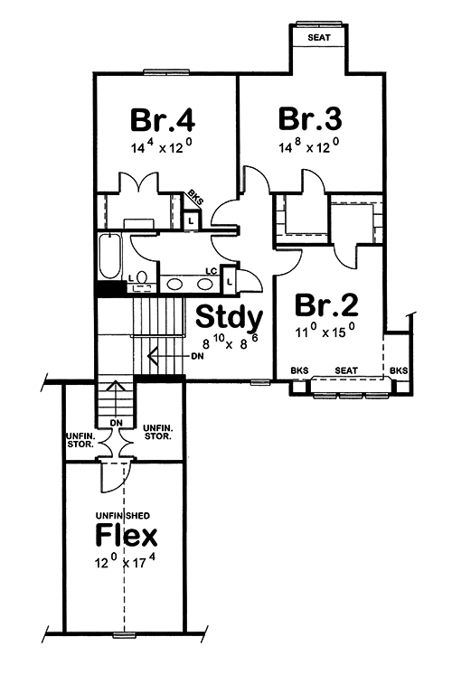 Floor Plan Second Story of Contemporary Plan #120-2517