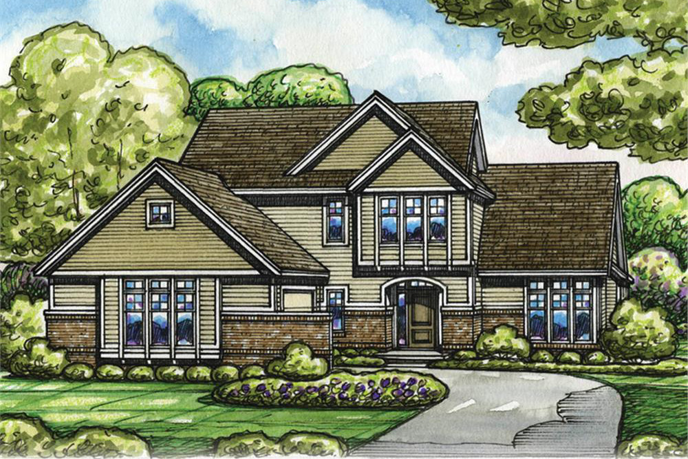 Color rendering of Contemporary home plan (ThePlanCollection: House Plan #120-2517)