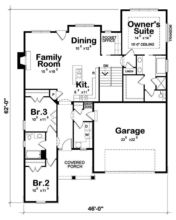Floor Plan First Story of Country Plan #120-2524