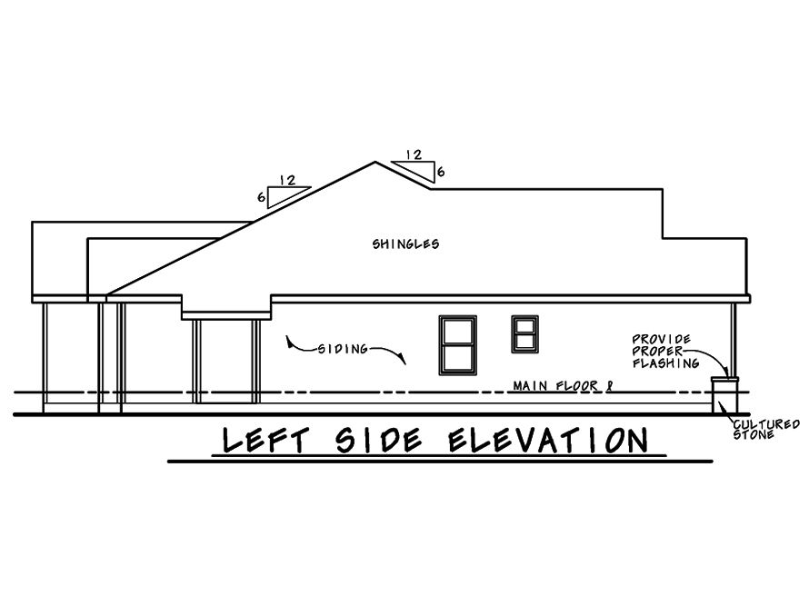Home Plan Left Elevation of this 3-Bedroom,1858 Sq Ft Plan -120-2524