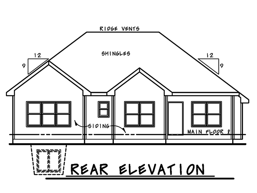 Home Plan Rear Elevation of this 3-Bedroom,1858 Sq Ft Plan -120-2524