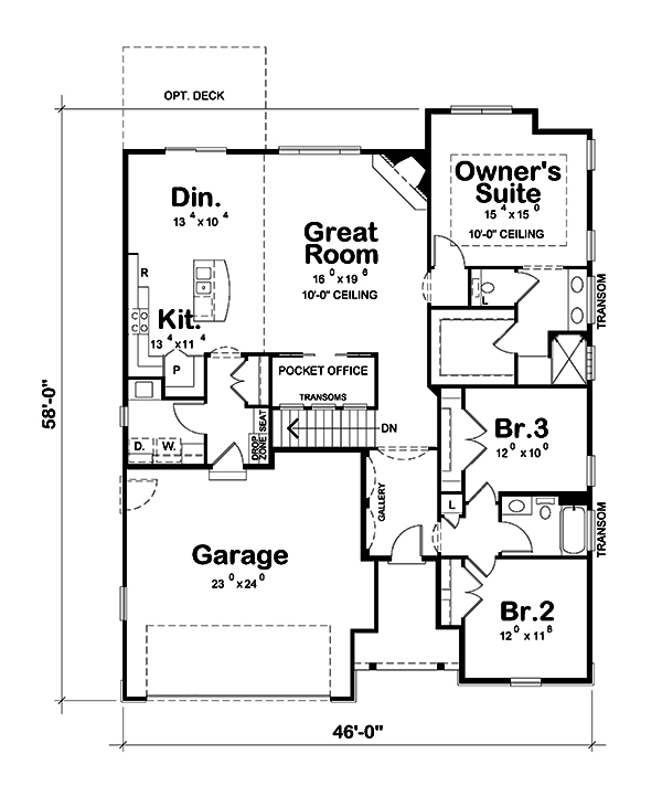 Floor Plan First Story of Country Plan #120-2525