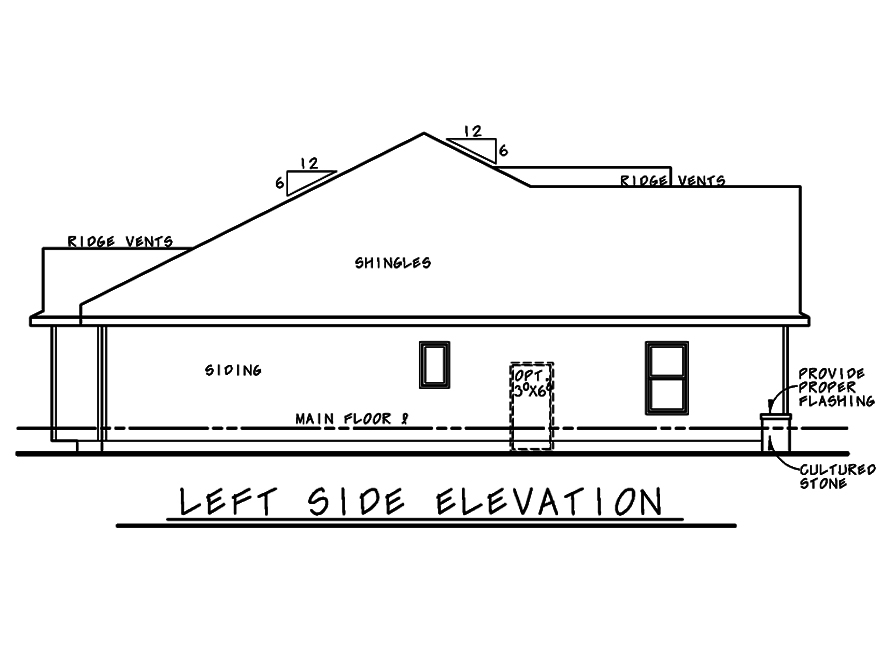 Home Plan Left Elevation of this 3-Bedroom,1858 Sq Ft Plan -120-2525