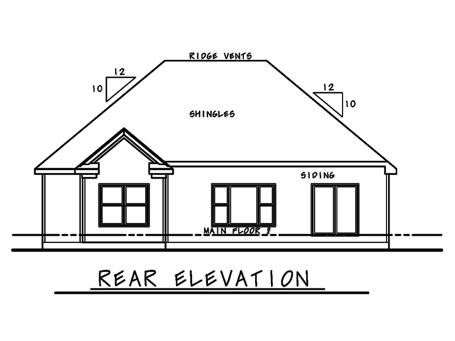 Home Plan Rear Elevation of this 3-Bedroom,1858 Sq Ft Plan -120-2525