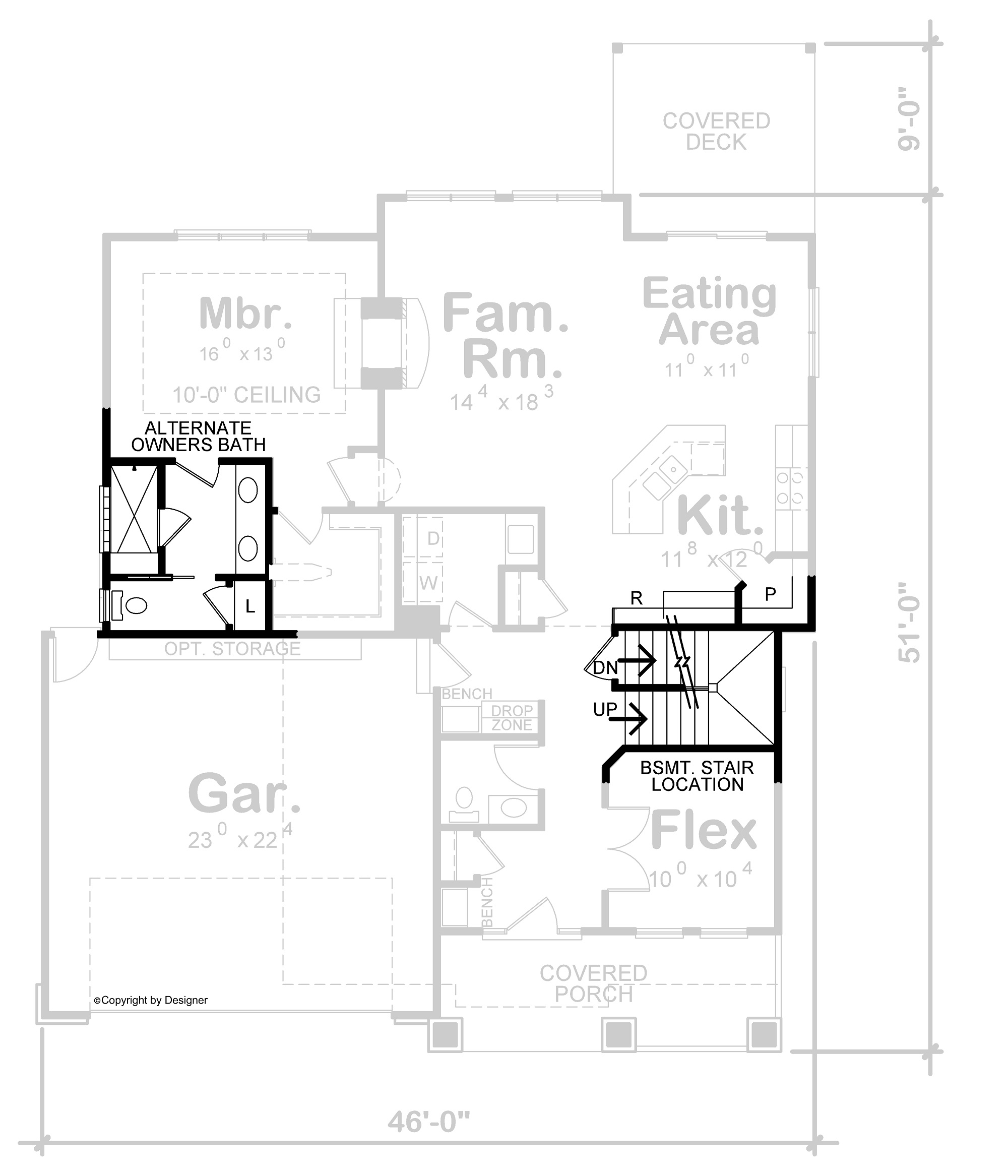 Main Level of Traditional Plan #120-2529